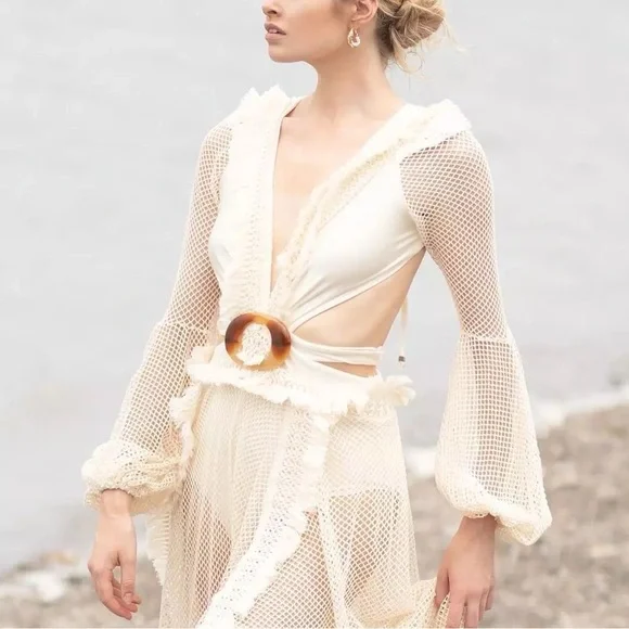 White beach dress knitted - Picture 2 of 3